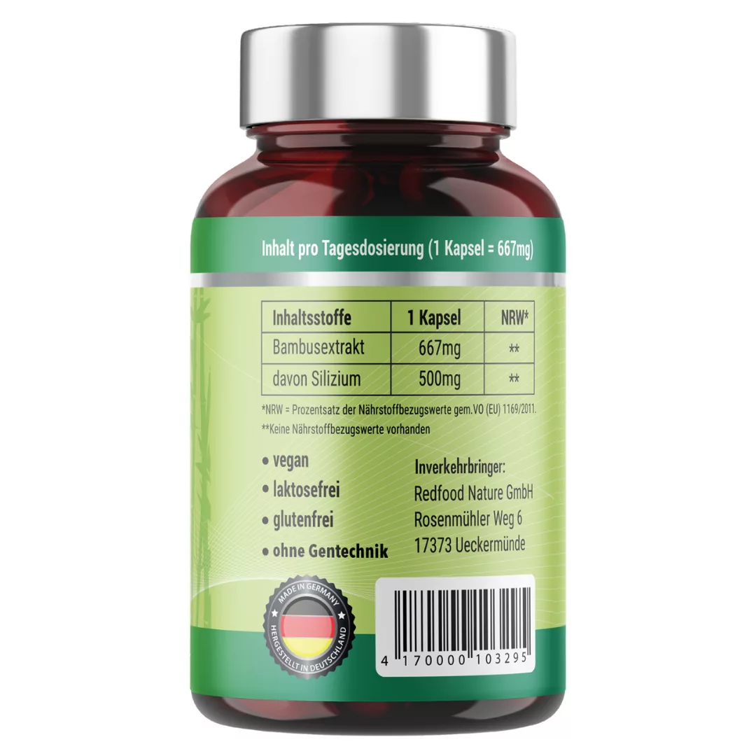 Silizium Kapseln: Hochdosierter Bambusextrakt – 90 Kapseln - Redfood ...